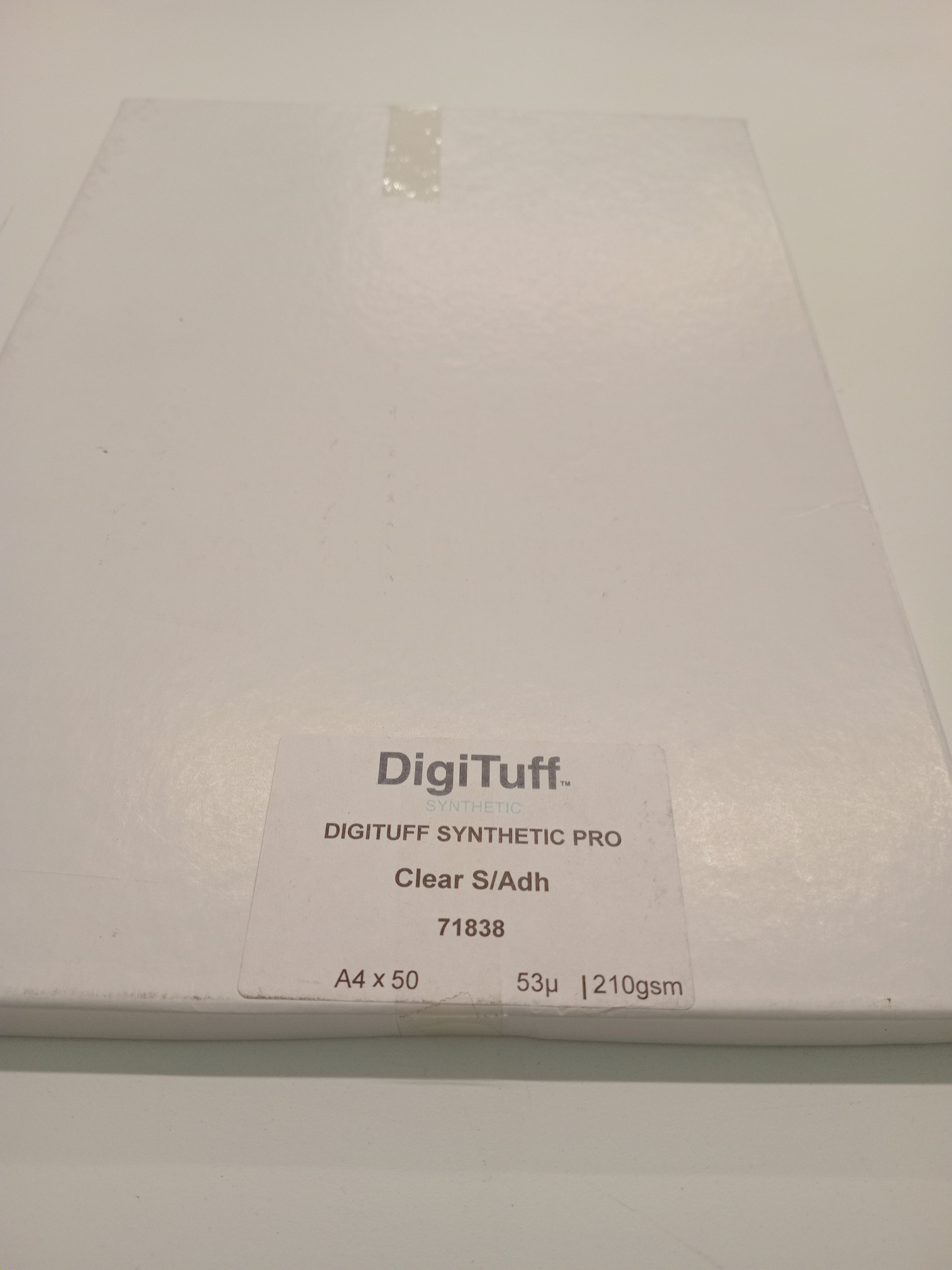 Digituff synthetic pro clear self adhesive paper