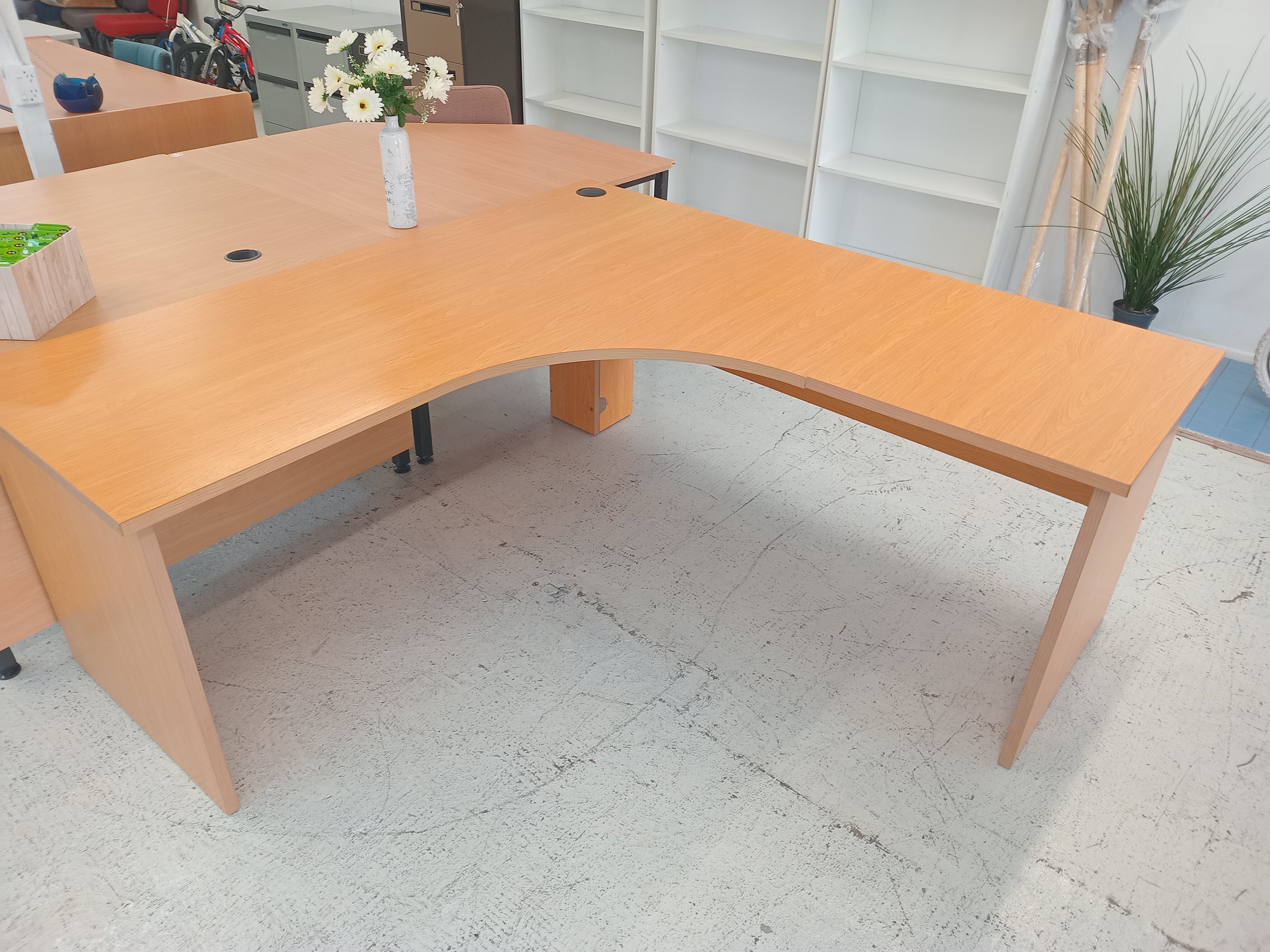 Wooden L-shaped desk