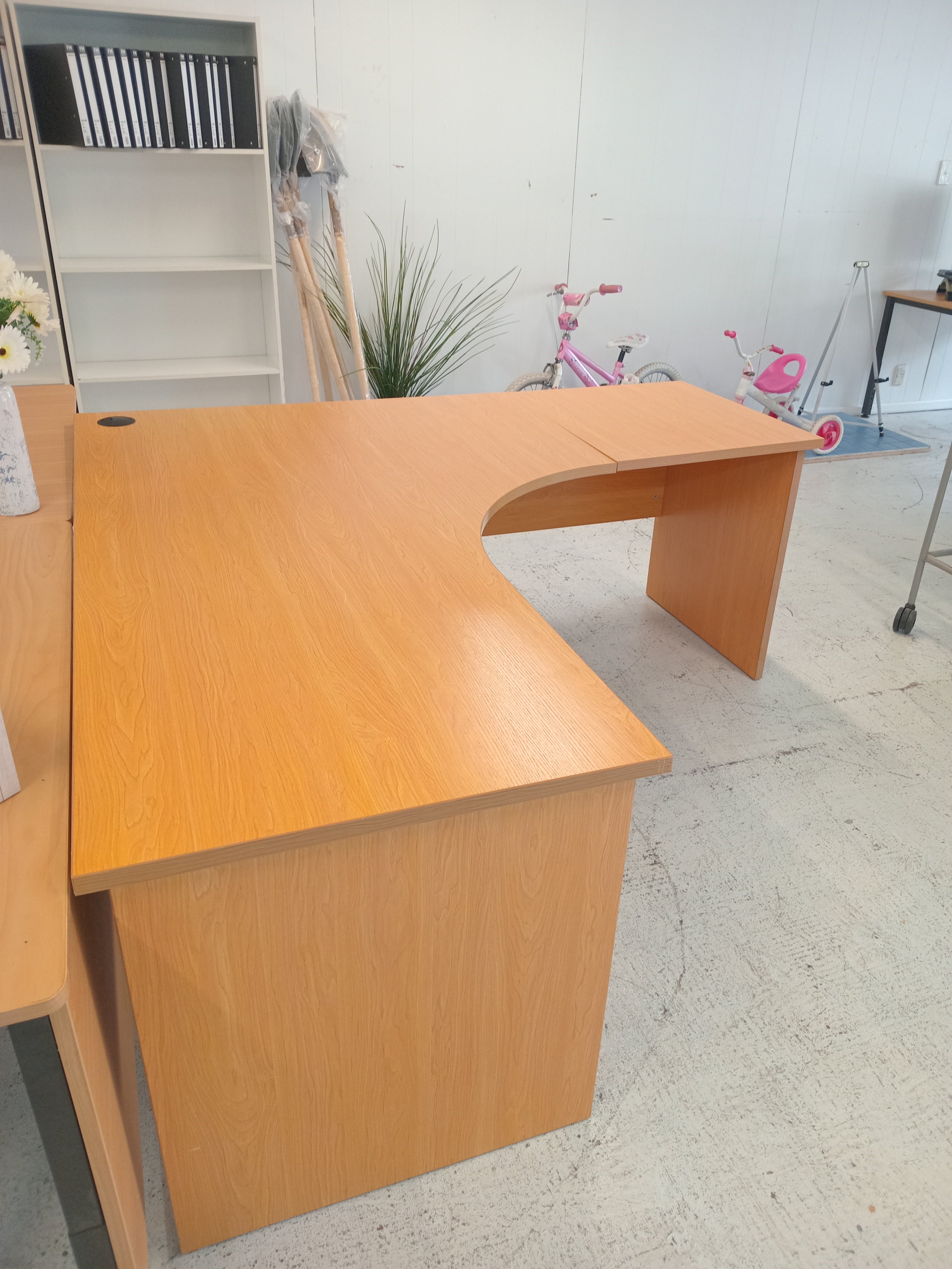 Wooden L-shaped desk