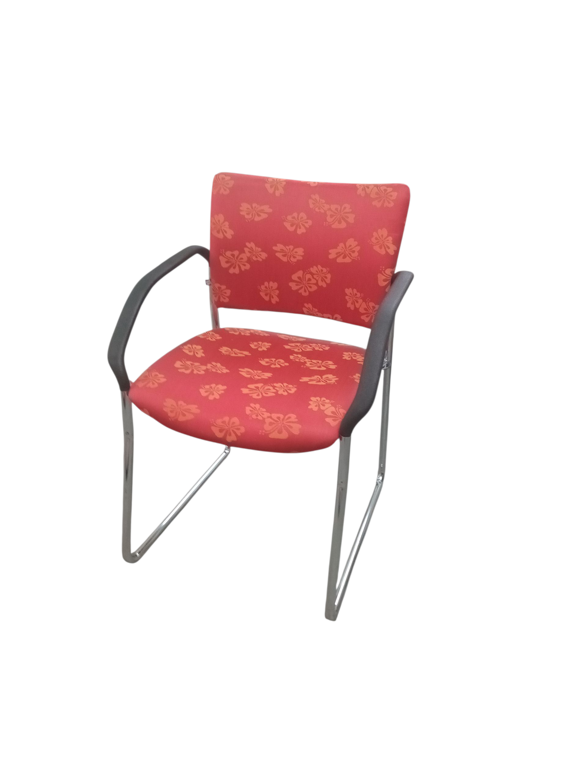 Red hibiscus print chairs