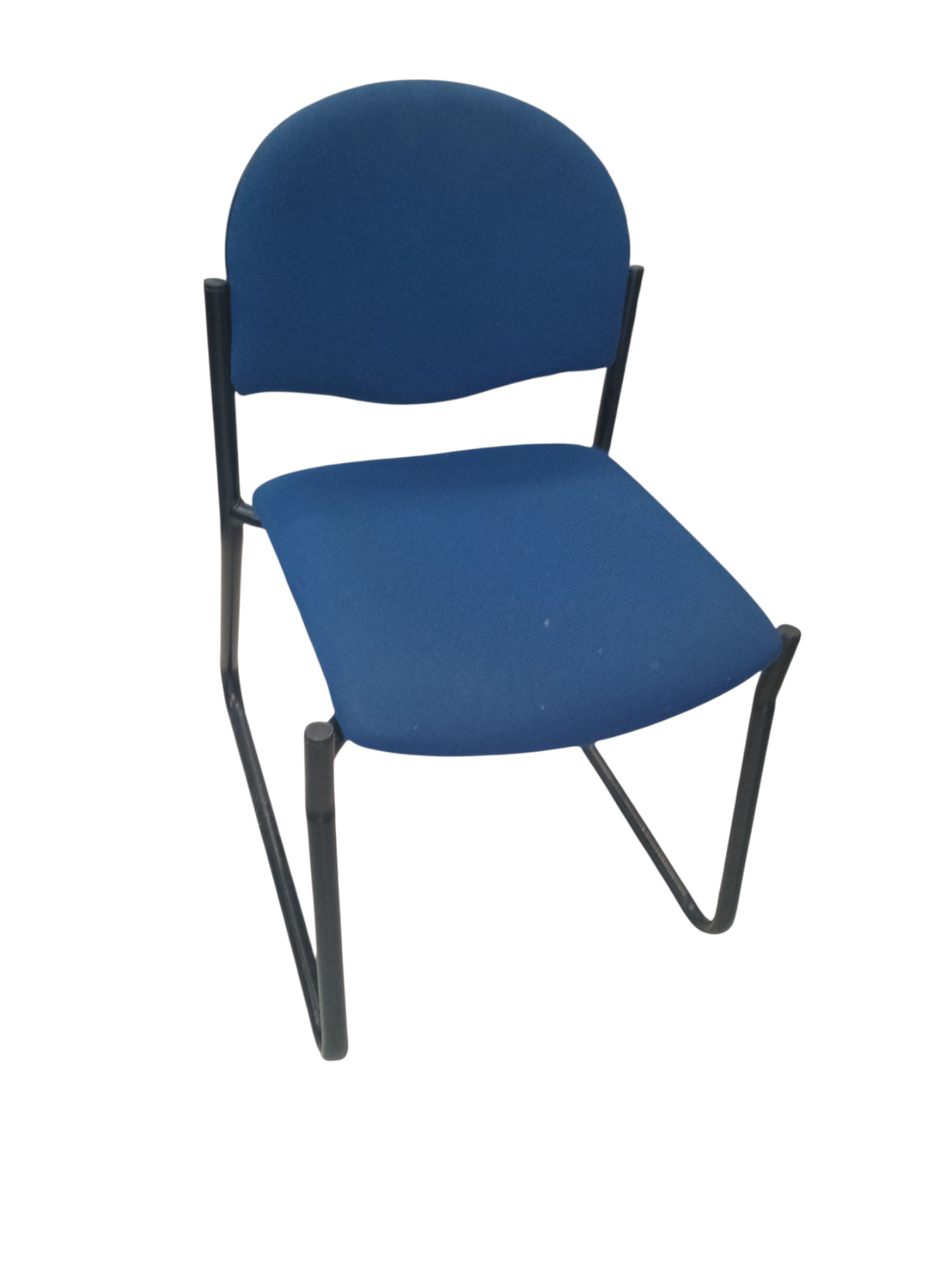 Blue fabric chair (no arms)